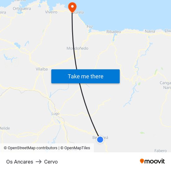 Os Ancares to Cervo map
