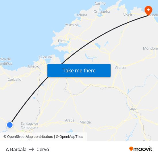 A Barcala to Cervo map