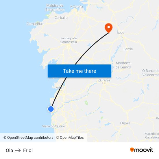 Oia to Friol map