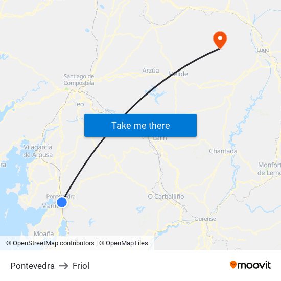 Pontevedra to Friol map