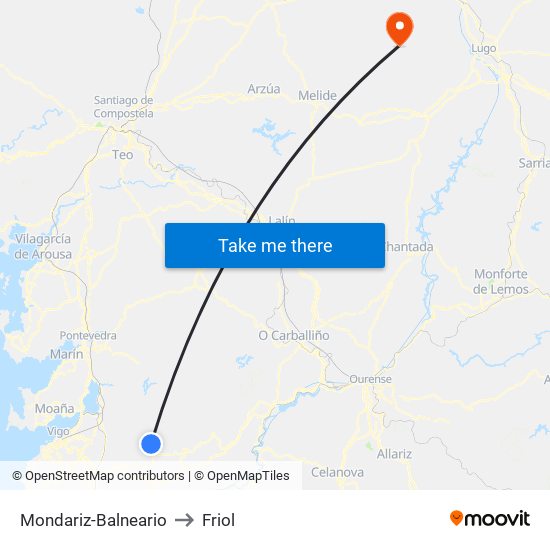 Mondariz-Balneario to Friol map