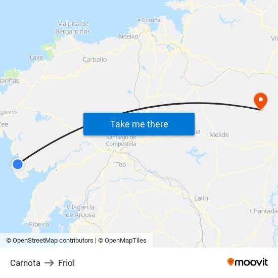 Carnota to Friol map