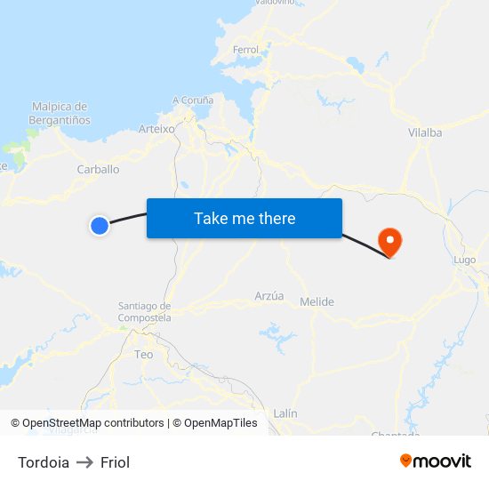 Tordoia to Friol map
