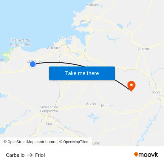 Carballo to Friol map