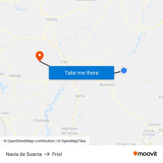 Navia de Suarna to Friol map