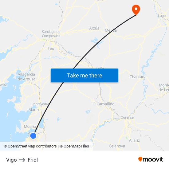 Vigo to Friol map