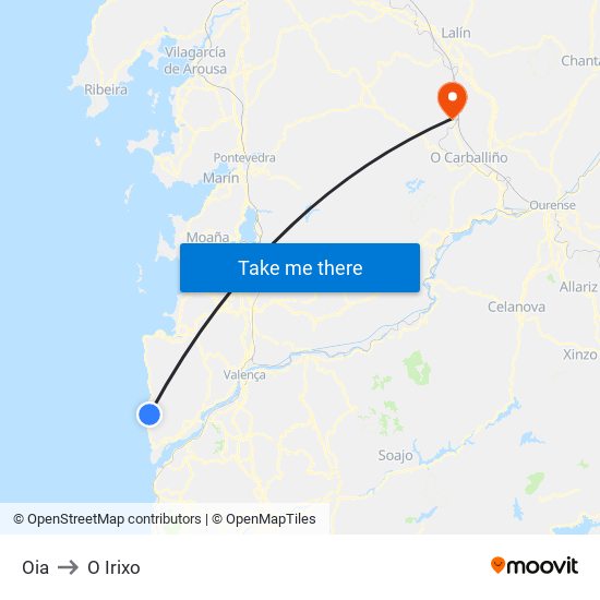 Oia to O Irixo map