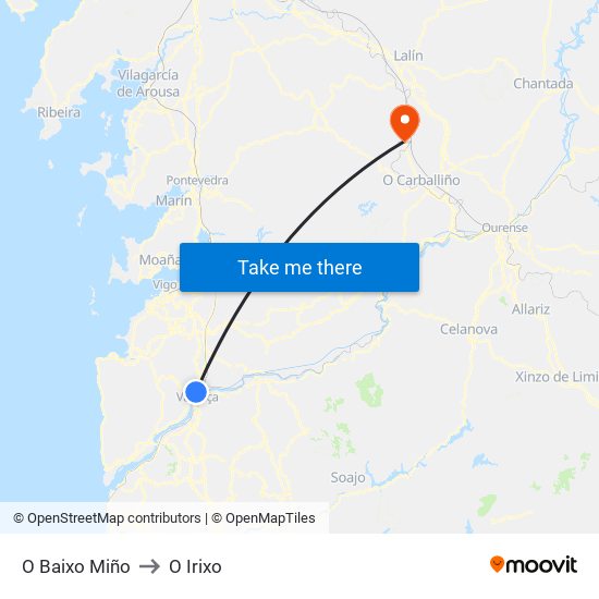 O Baixo Miño to O Irixo map