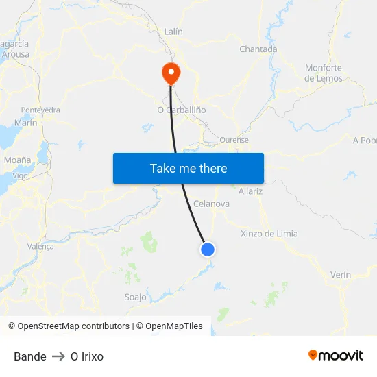 Bande to O Irixo map