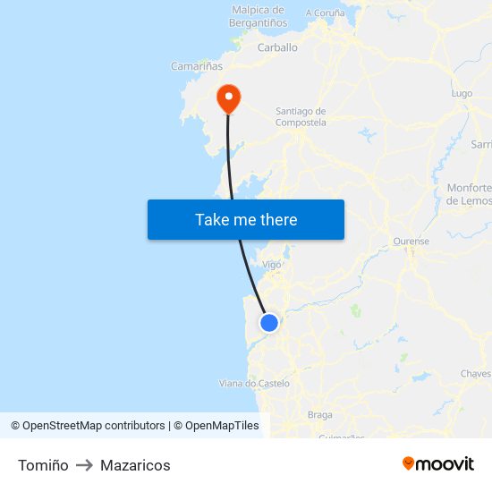 Tomiño to Mazaricos map