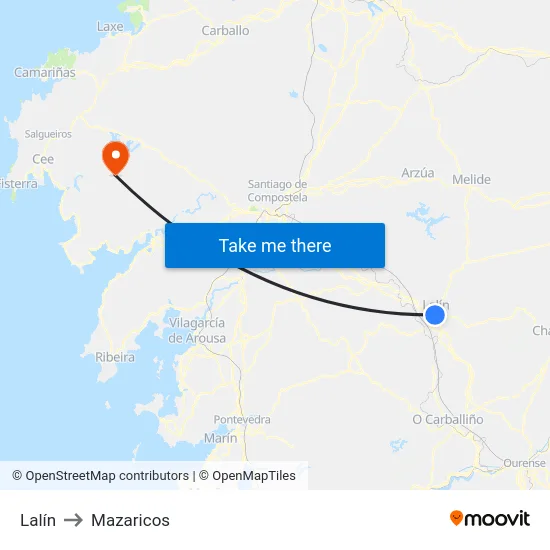 Lalín to Mazaricos map