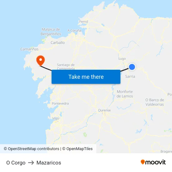 O Corgo to Mazaricos map