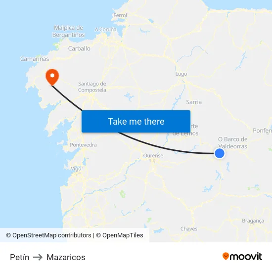 Petín to Mazaricos map