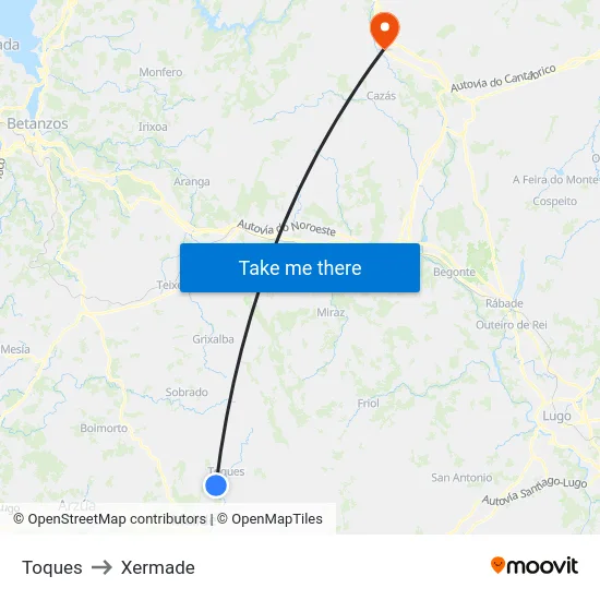 Toques to Xermade map