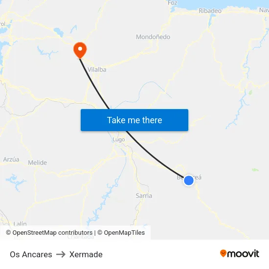 Os Ancares to Xermade map