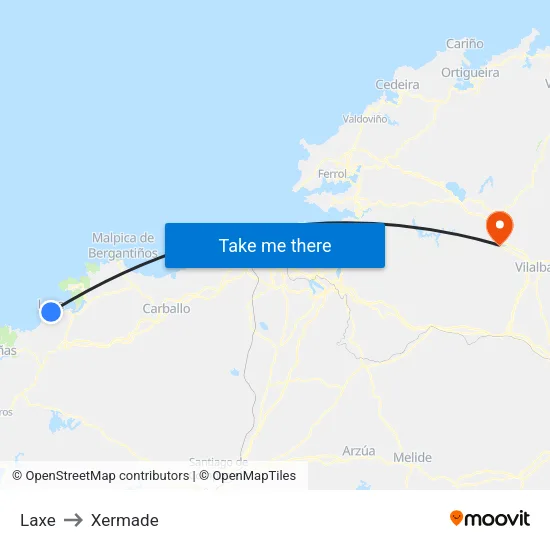 Laxe to Xermade map