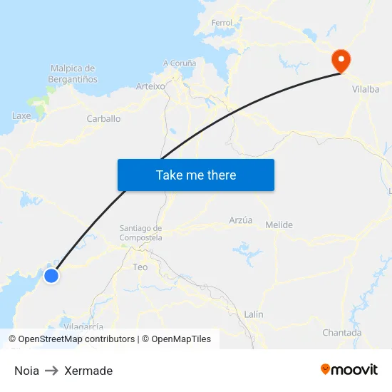 Noia to Xermade map