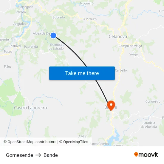 Gomesende to Bande map