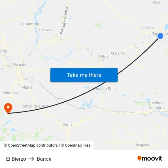 El Bierzo to Bande map