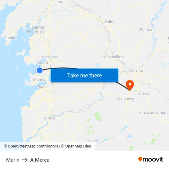 Marín to A Merca map