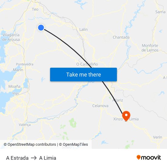 A Estrada to A Limia map