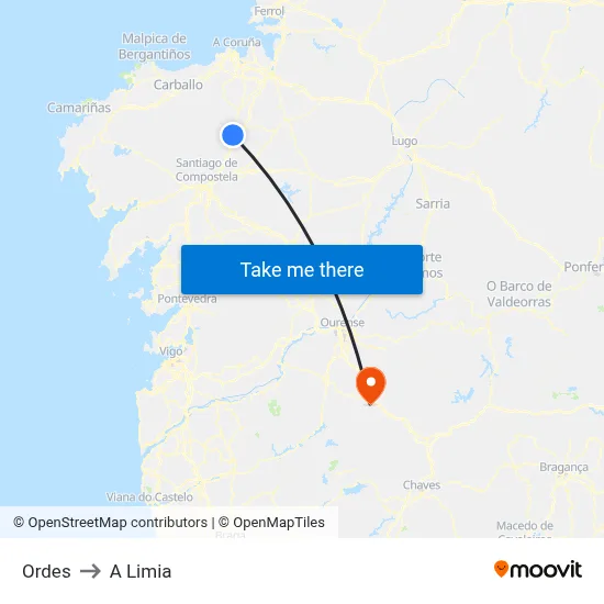 Ordes to A Limia map