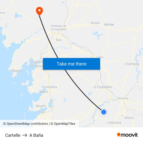 Cartelle to A Baña map