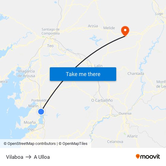 Vilaboa to A Ulloa map