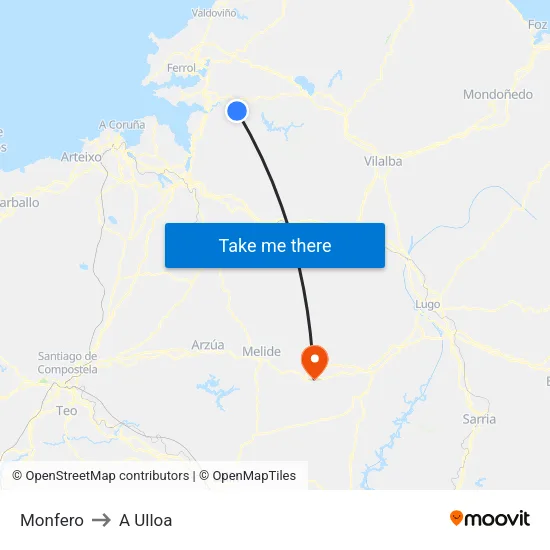 Monfero to A Ulloa map
