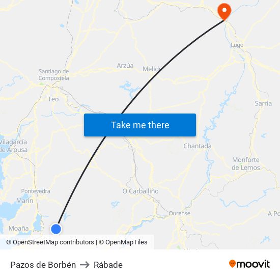 Pazos de Borbén to Rábade map