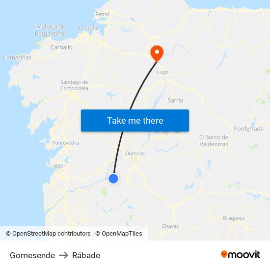 Gomesende to Rábade map