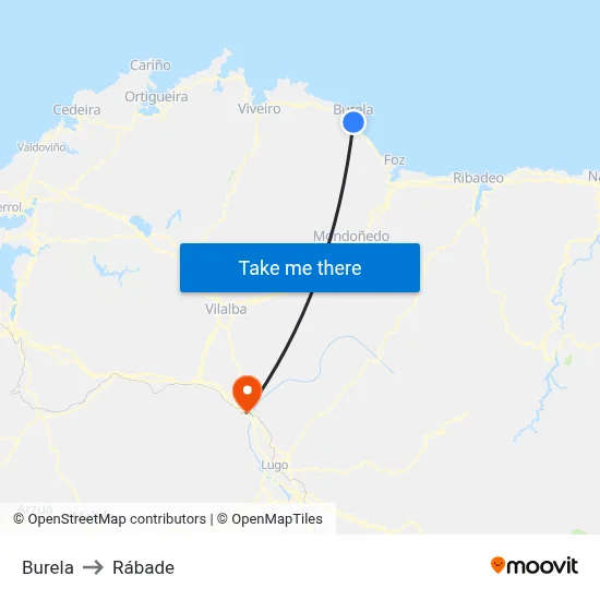 Burela to Rábade map