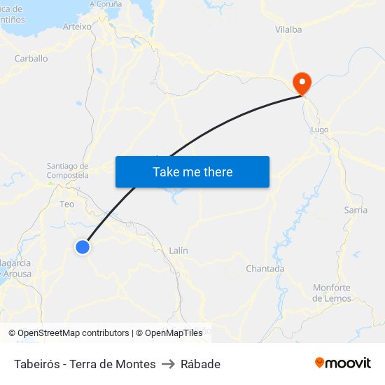 Tabeirós - Terra de Montes to Rábade map