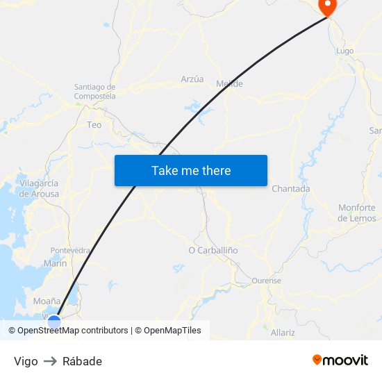 Vigo to Rábade map