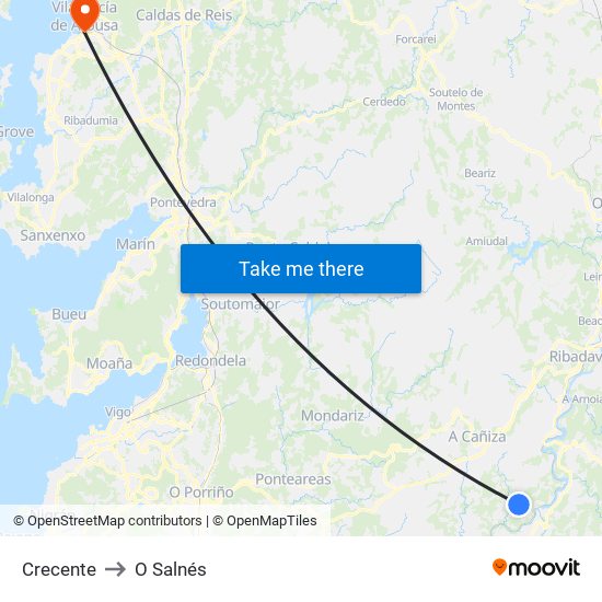 Crecente to O Salnés map