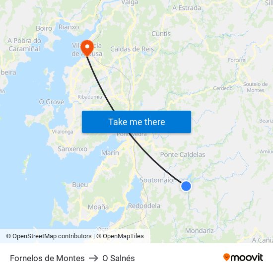 Fornelos de Montes to O Salnés map