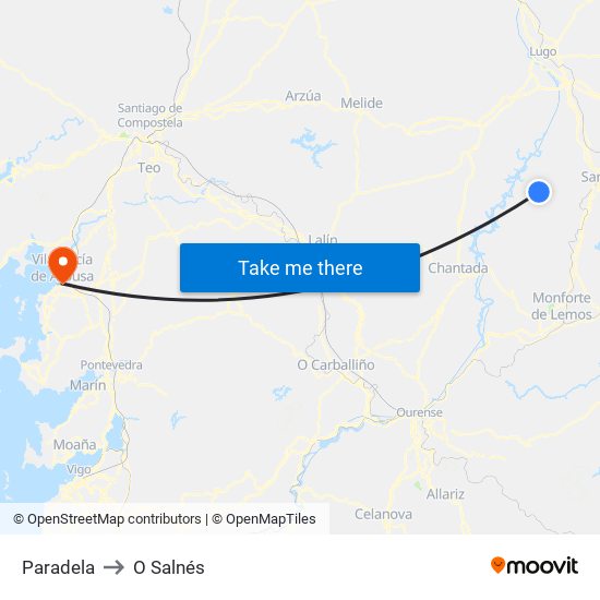 Paradela to O Salnés map