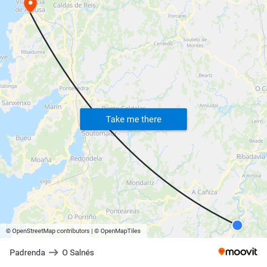 Padrenda to O Salnés map