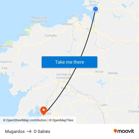 Mugardos to O Salnés map