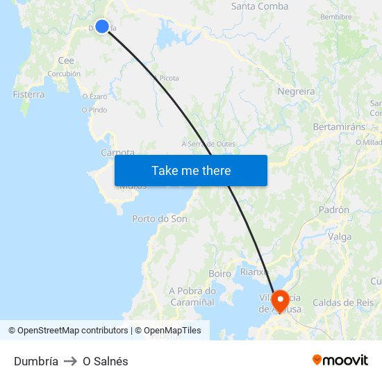 Dumbría to O Salnés map