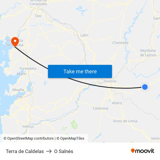 Terra de Caldelas to O Salnés map