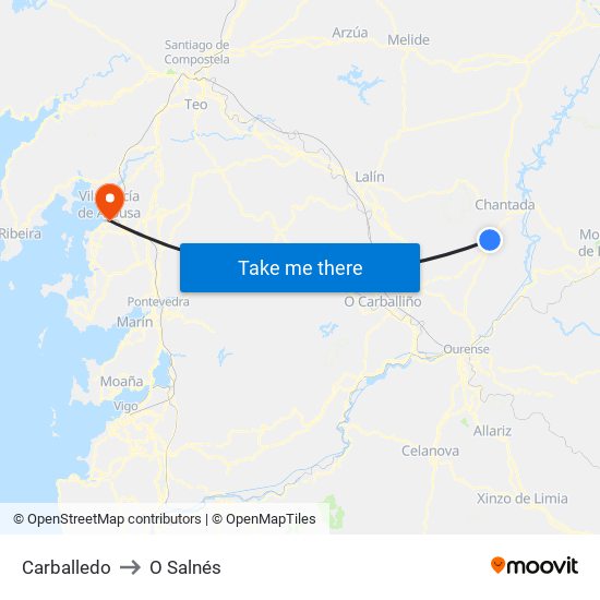 Carballedo to O Salnés map