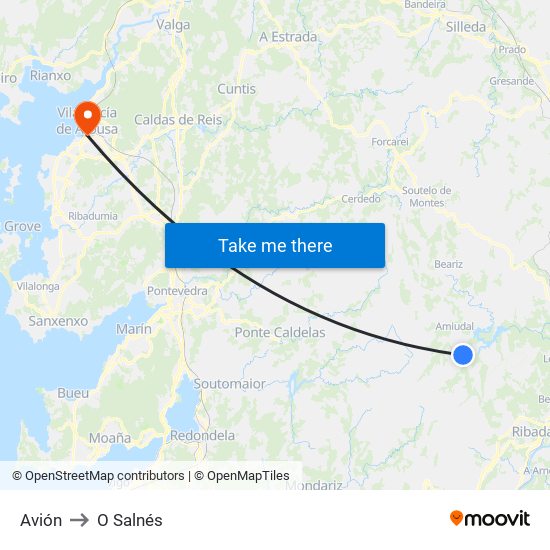 Avión to O Salnés map