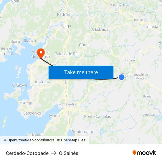 Cerdedo-Cotobade to O Salnés map