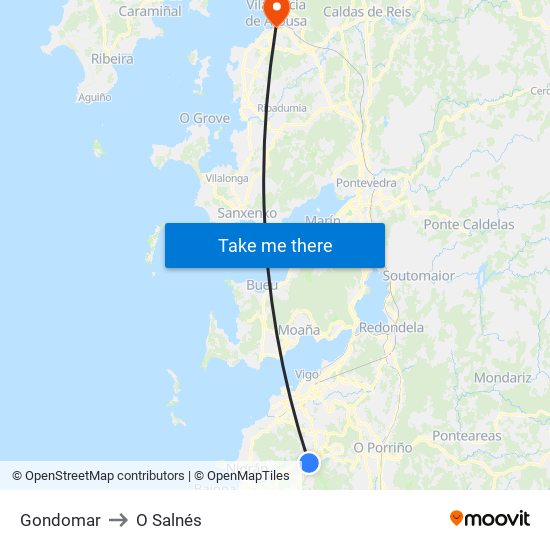 Gondomar to O Salnés map