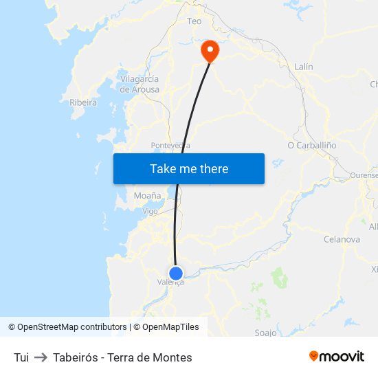 Tui to Tabeirós - Terra de Montes map