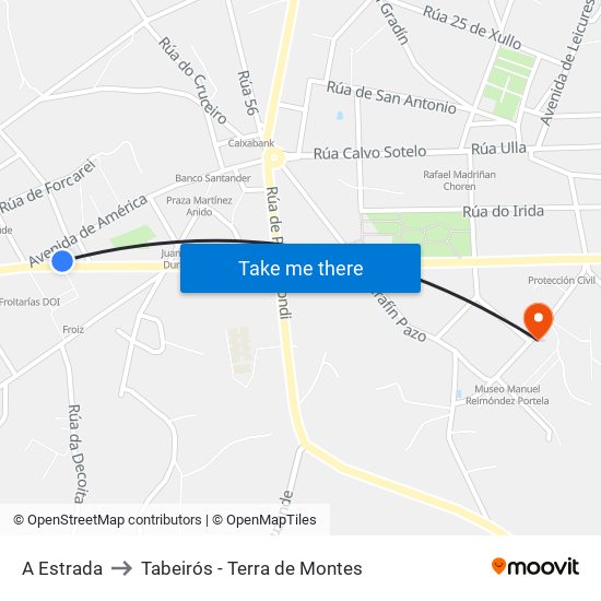 A Estrada to Tabeirós - Terra de Montes map