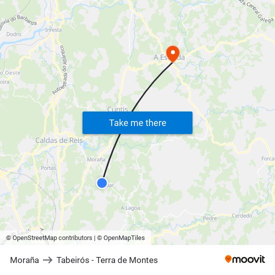 Moraña to Tabeirós - Terra de Montes map