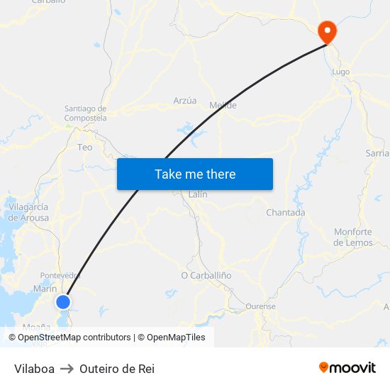 Vilaboa to Outeiro de Rei map