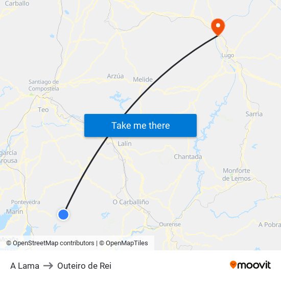 A Lama to Outeiro de Rei map